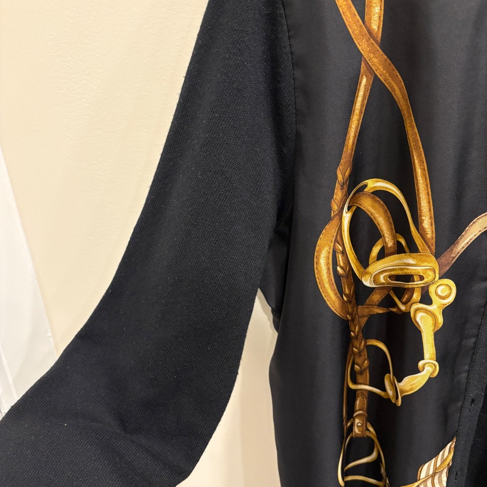 Ralph Lauren L-RL Silk Cashmere Equestrian Horse Bit Cardigan Black 1X Preppy - Picture 5 of 9